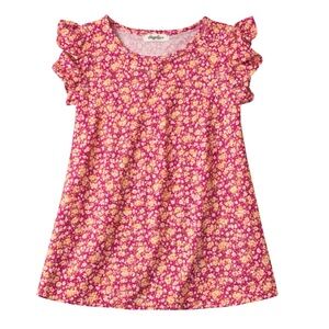 Haptics by Polly Harper Floral Flutter Sleeve Top XL Pink Yellow BohoBlouse NWOT